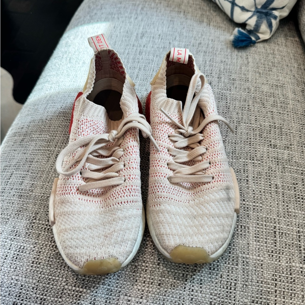 adidas NMD_R1 STLT Primeknit Linen White and Pink